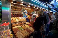 Barcelona-La-Boqueria-market-nuts-and-olive-oil-stall