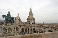 Hungary Budapest Fishermans Bastion and the statue of St Istvan
