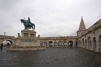 Hungary Budapest Fishermans Bastion and the statue of St Istvan