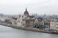 Hungary Budapest Parliament building and Danube from castle dist