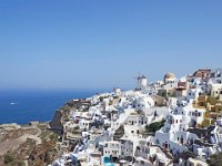 Santorini Oia town church and windmills Greece 2
