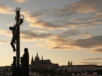 Prague-sunset-over-castle-and-bridge