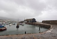 Dorset Lyme Regis harbour and Cob in bad weather