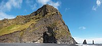 Iceland basalt cliffs and sea stacks at Garoar
