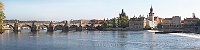 Prague Charles bridge Vlatava river weir and Smetana museum