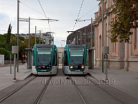 Barcelona-trams-at-Ciutadella-vila-Olimpica-outside-Parc-de-la-Ciutadella-Old-town