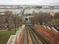 Hungary Budapest Danube chain bridge from the Siklo funicular ra