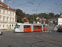 Prague-modern-tram-301-at-Klarov-and-Letenska