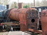 Steam engines waiting for repair on the Bluebell railway